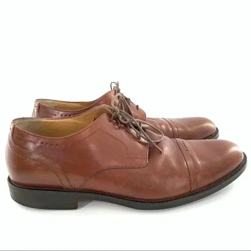 Johnston & Murphy signature series mens Oxfords size 11 brown leather cap toe